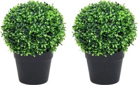 vidaXL 2 db zöld gömbalakú cserepes műpuszpáng 27 cm
