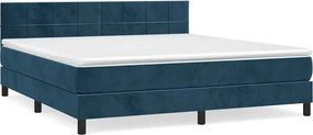 vidaXL sötétkék bársony rugós ágy matraccal 160x200 cm
