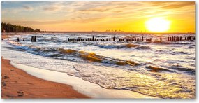 Fotó üveg kép Naplemente tengerpart 140x70