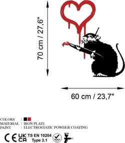 Banksy fém fali dekoráció, 60×70 cm