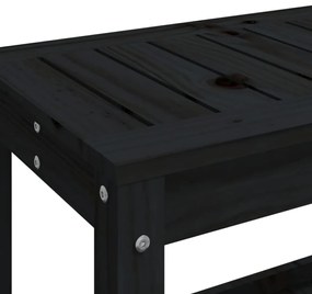 fekete tömör fenyőfa kerti pad 82,5 x 35 x 45 cm