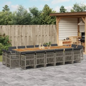 vidaXL 17 részes szürke polyrattan kerti étkezőgarnitúra párnával