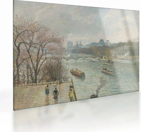 Üveg kép - Camille Pissarro, The Louvre, Afternoon, Rainy Weather, reprodukciók (70x50 cm)