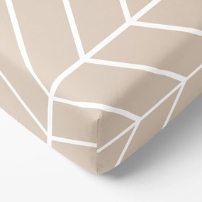 Goldea pamut körgumis lepedő - fehér cikkcakk bézsen 120 x 200 cm