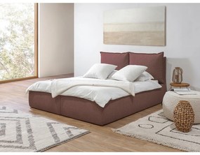 Rózsaszín kárpitozott ágyneműtartós franciaágy ágyráccsal 160x200 cm Garance – Bobochic Paris