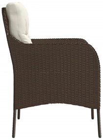 2 db barna polyrattan kerti szék párnával
