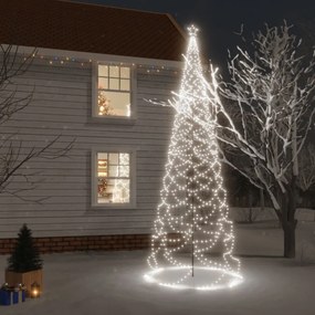 Hideg fehér 1400 LED-es karácsonyfa fémoszloppal 5 m