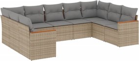 vidaXL 9 részes bézs polyrattan kerti ülőgarnitúra párnákkal