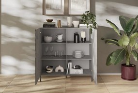 SNAKE kétajtós komód, betonhatású testtel és szürke, díszített mintázatú előlapokkal