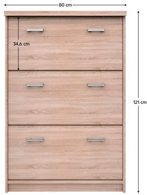 TOPTY 3K típusú cipősszekrény, 24-es típus, Sonomatölgy