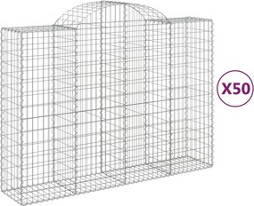 vidaXL 50 db íves horganyzott vas gabion kosár 200x50x140/160 cm