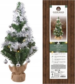 Mini Micro LED-es műfenyő zöld, ezüst Led díszekkel 60cm