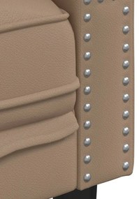 kétszemélyes kávészínű műbőr Chesterfield kanapé