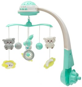 Baby Mix körhinta a kiságy felett fényvetítővel,zöld színű