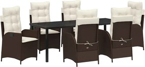 vidaXL Kert étkező szett párnával 7 pcs Barna polirattan