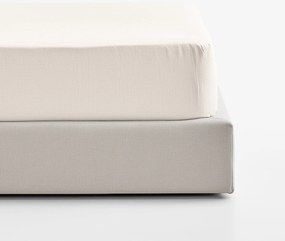 Goldea lenvászon keveréket tartalmazó körgumis lepedő - elefántcsont 200 x 200 cm