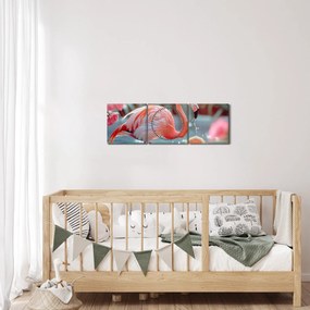 Kép - Flamingó a tóban (órával) (90x30 cm)