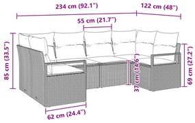 6 darabos kert kanapészett párnákkal Bézs poly rattan
