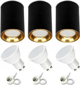 Falra szerelhető Led lámpatest Fekete-arany modern izzó GU10 7W 4000K