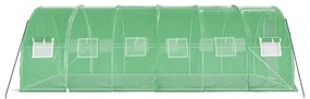 zöld acélvázas melegház 18 m² 6 x 3 x 2 m