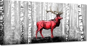 Vászonkép 180x90 Szarvas Nyírfa Erdő