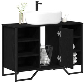 fürdőszobai mosdószekrény Fekete tölgy 91x35x60 cm Mérnöki fa