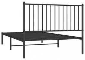 fekete fém ágykeret fejtámlával 107 x 203 cm