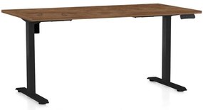 OfficeTech B állítható magasságú asztal, 160 x 80 cm, fekete alap, silverjack tölgy