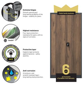 Fém iratszekrény JAN, 900 x 1850 x 400 mm, Eco Design: antracit/ dió