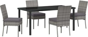 vidaXL Kert étkező szett 5 pcs Szürke Porszórt acél