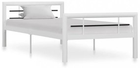 fehér és fekete fém ágykeret 90 x 200 cm
