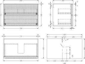 AREZZO design SAVONA 80 cm-es Fürdőszoba alsószekrény 2 fiók, matt fehér