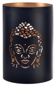 InDecor Fém gyertyatartó Buddha fekete, 13 x 13 x22 cm