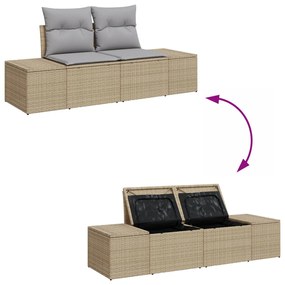 vidaXL 7 Részes Kerti Kanapé Szett Párnákkal Bézs Poly Rattan
