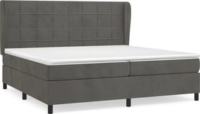 vidaXL sötétszürke bársony rugós ágy matraccal 200x200 cm
