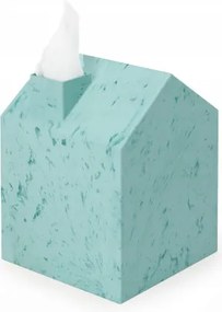 Zsebkendőtartó doboz, dekoratív fedél Házikó türkizkék