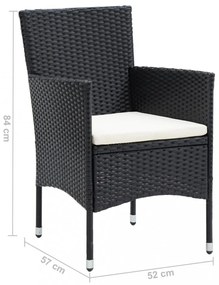 4 db fekete polyrattan kerti étkezőszék