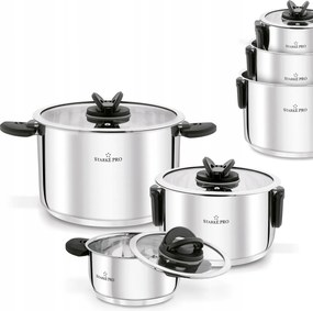 3 Darabos Edénykészlet Összecsukható Fülekkel, Fedőkkel, Rozsdamentes Acél, Indukciós És Gáztűzhez