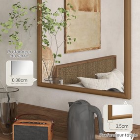 HOMCOM Ívelt Fali Tükör, 110 x 65 cm Fa Keret, Ívelt Tükör Nappaliba, Hálószobába, Előszobába, Sötétbarna | Aosom