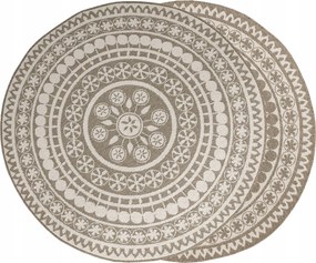 Kültéri Szőnyeg Kétoldalas Kerek Rozetta Mandala Bézs Brussels átm. 200 cm