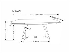 Armani bővíthető étkezőasztal travertin 165-241cm