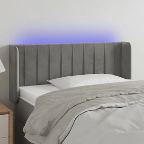 világosszürke bársony LED-es fejtámla 83 x 16 x 78/88 cm