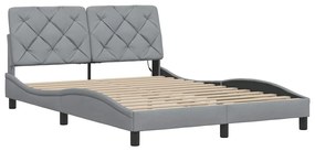 világosszürke szövet ágykeret LED-ekkel matrac nélkül 120x200cm