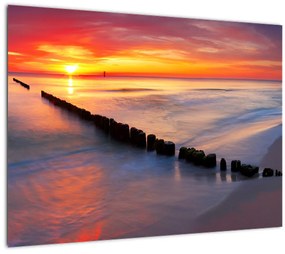 Kép - Naplemente, Balti tenger, Lengyelország (üvegen) (70x50 cm)
