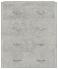 betonszürke tálalószekrény 4 fiókkal 60 x 30,5 x 71 cm