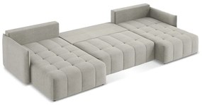 Világosszürke kinyitható-tárolóhelyes (U alakú) sarokkanapé Moku – Makamii
