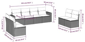 8 részes szürke polyrattan kerti ülőgarnitúra párnákkal