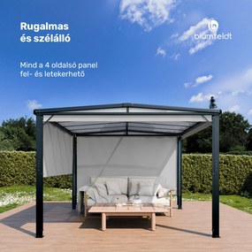 Blumfeldt Pantheon Cortina Solid Sky Pergola 3x3, időjárásálló, porszórt, oldalsó panelek