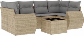 vidaXL 7 részes bézs polyrattan kerti ülőgarnitúra párnákkal