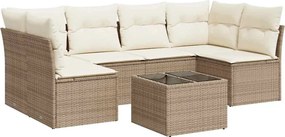 vidaXL 7 részes bézs polyrattan kerti ülőgarnitúra párnákkal